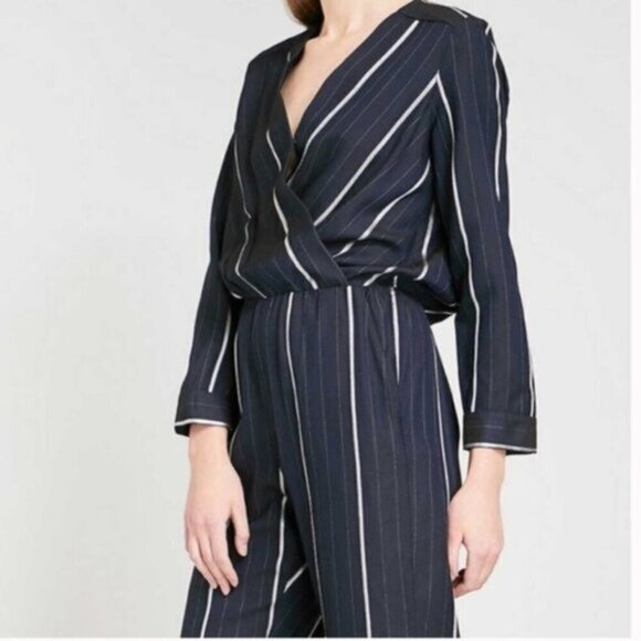 NWT Maje Panti Marine‎ Pinstripe Jumpsuit in Navy size 34 (US 2) - Picture 5 of 10